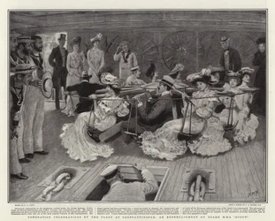 Célébrations du couronnement par la flotte à Constantinople, une fête à bord du H.M.S. Scout